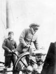 Rudyard Kipling and his son John on the yacht 'Bantam', c.1910 (b/w photo)