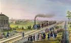 Opening of the First Railway Line from Tsarskoe Selo to Pavlovsk in 1837 (w/c on paper)