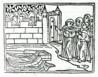 The monks depart Ireland in search of the island of Paradise, illustration from 'The Voyage of St. Brendan', 1499 (woodcut)