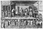 Farce on orvietan sellers at the Saint-Germain fair in Paris, c.1620-30 (engraving) (b/w photo)