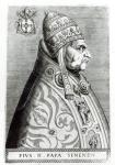 Portrait of Pope Pius II (engraving) (b/w photo)