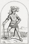 A drawing of a soldier, or knight, in armour, by King Edward VII, in 1855. From Edward VII His Life and Times, published 1910.