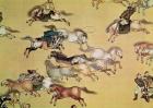 Voyage of Emperor Qianlong (1736-96) detail from a scroll, Qing Dynasty (painted silk)
