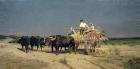 Wagon with Buffalo by the Beach (oil on canvas)