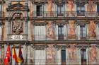 Madrid, Spain. Plaza Mayor. Murals on facade.