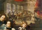 Detail from a portrait of precious stone cutter Dyonis Miseroni and family, showing engraving on glass in his workshop, 1653 (oil on canvas)
