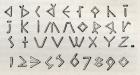 James Gall's triangular tactile alphabet and numerals for the blind, from 'Cyclopaedia of Useful Arts and Manufactures' by Charles Tomlinson (engraving)