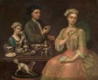 A Family of Three at Tea, c.1727 (oil on canvas)