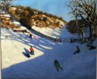 Snow in the valley, near Monyash, Derbyshire (oil on canvas)