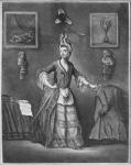 The Chevalier d'Eon, dressed as a woman (engraving) (b/w photo)