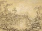 Landscape with a Rustic Bridge, c.1740 (black chalk heightened with white on cream laid paper)