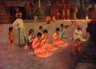 People of the Andaman and Nicobar Islands, south east Asia, worshipping at a pagoda. From Customs of The World, published c.1913.