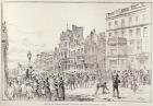 Riots in the West End of London: Mob in St. James's Street, Opposite the New University Club, from 'The Illustrated London News', 13th February 1886 (engraving)