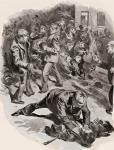 Gang warfare in London, England in the late 19th century. From Living London, published c.1901