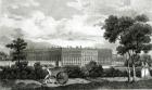 Rolling the Lawns at Hampton Court Palace, 7th March 1807 (engraving) (b/w photo)