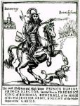 Prince Rupert on Horseback (engraving) (b/w photo)