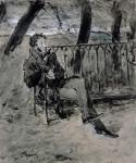 Alexander Pushkin (1865-1911) in a Park, 1899 (gouache on paper)