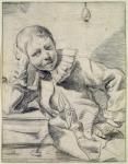 Schoolboy at his Desk, c.1630-45 (chalk on paper)
