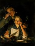 A Girl reading a Letter, with an Old Man reading over her shoulder, c.1767-70