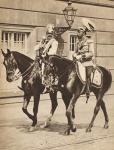 King George V and Kaiser Wilhelm II leaving Potsdam to attend a review of the troops in 1913, illustration from 'The Life of King George V', published c.1935 (b/w photo)