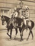 King George V and Kaiser Wilhelm II leaving Potsdam to attend a review of the troops in 1913, illustration from 'The Life of King George V', published c.1935 (b/w photo)