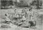 A Southern Barbecue, illustration from 'Harper's Weekly', 1887, from 'The Pageant of America, Vol.3', by Ralph Henry Gabriel, 1926 (engraving)