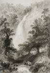 The Waterfall, Powerscourt, County Wicklow, Ireland, from 'Scenery and Antiquities of Ireland' by George Virtue, 1860s (engraving)