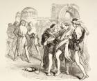 Tybalt is fatally wounded by Romeo, illustration from Romeo and Juliet, from 'The Illustrated Library Shakespeare', published London 1890 (litho)