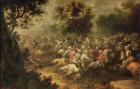 Battle of the cavalrymen (oil on canvas)