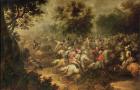 Battle of the cavalrymen (oil on canvas)