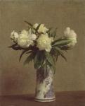 Peonies in a Blue and White Vase, 1872 (oil on canvas)