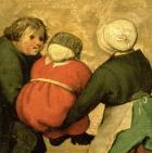 Children's Games (Kinderspiele): detail of a child carried by two others, 1560 (oil on panel) (detail of 68945)