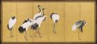 Cranes, An'ei Period, 1772 (ink, colour & gold leaf on panel)