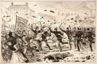 The Riots in Belfast: The Police Charging the Mob in the Brickfields, from 'The Illustrated London News', 19th June 1886 (engraving)
