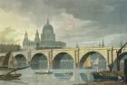 South West view of St Pauls Cathedral and Blackfriars Bridge, 1810 (colour engraving)