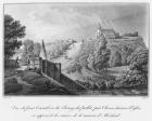 View of the Cacault bridge and the village of Pallet, near Clisson, ruins of the house of Abelard, illustration from 'Voyage pittoresque dans le bocage de la Vendee ou vues de Clisson et de ses environs',1817 (aquatint)