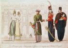 Cossack Officers (colour litho)