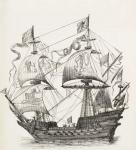 Man-of-War of the 16th century, c.1880 (litho)
