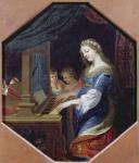 St. Cecilia Playing the Organ (oil on copper)