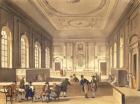 Dividend Hall at South Sea House, pub. by R. Ackermann, 1810 (aquatint)