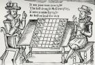 At the Chess Board (woodcut) (b/w photo)