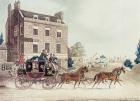Quicksilver Royal Mail passing the Star and Garter at Kew Bridge, 1835 (engraving)