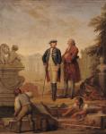 King Frederick II of Prussia (1712-86) and the Marquis of Argens (1704-1771) inspecting the construction of Sanssouci in Potsdam (oil on canvas)