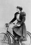 Julia Denis on a bicycle, 1893 (b/w photo)