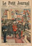 Edward VII, King of England, leaving Cherbourg, front cover illustration from 'Le Petit Journal', supplement illustre, 17th May 1903 (colour litho)