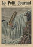 Two children carried along by the Niagara Falls, front cover illustration from 'Le Petit Journal', supplement illustre, 6th July 1913 (colour litho)