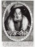 Portrait of Henry VIII, engraved by Peter Isselburg, 1646 (engraving) (b/w photo)