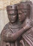 Detail of the porphyry sculpture group outside St Mark's Basilica of four Roman emperors, Venice, Veneto Region, Italy (photo)