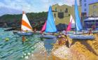sailing school,calella de palafrugall,costa brava,spain,2014,(oil on canvas)