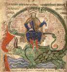 Anti Christ seated on a Leviathan from 'Liber Floridus' by Lambert de Saint-Omer, 1120 (vellum)